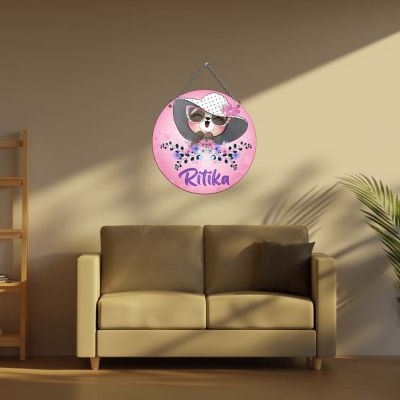 Personalized Wooden Wall Hanging For Kids & Girls Room Decor Cute Cat Theme Wall Art Modern Wall Decorative Accessories for Home Decoration